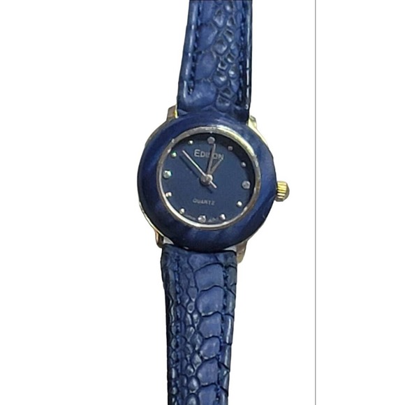 Ladies All Blue 22mm Edison Quartz Watch Runs Well New Battery main image 4